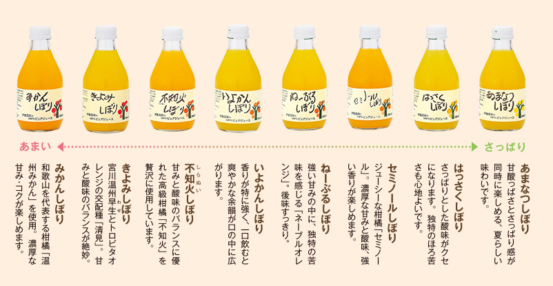 和歌山の柑橘100% ピュアジュース 8 本ギフトセット